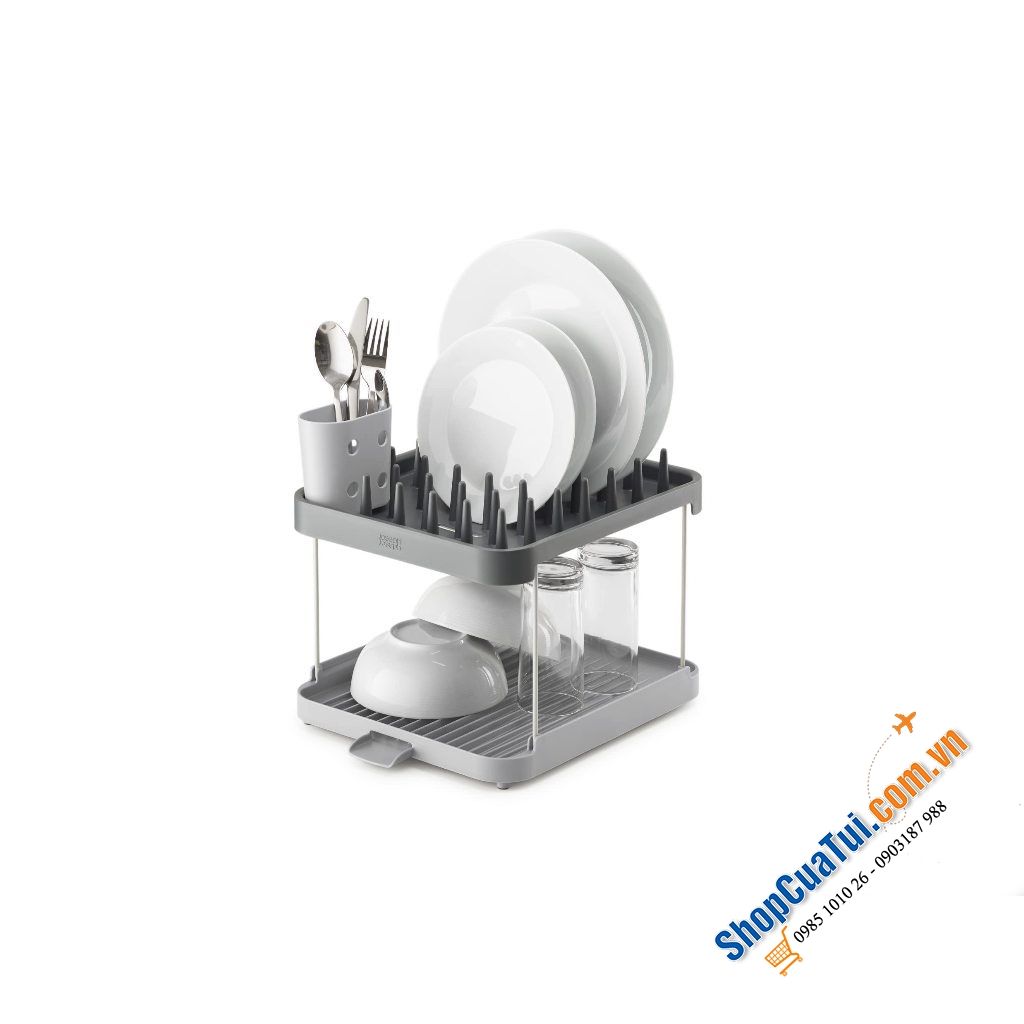 Kệ bát, Giá úp bát đĩa 2 tầng Joseph Joseph Duo 2-Tier Dish Rack 851660 (Grey) - màu xám