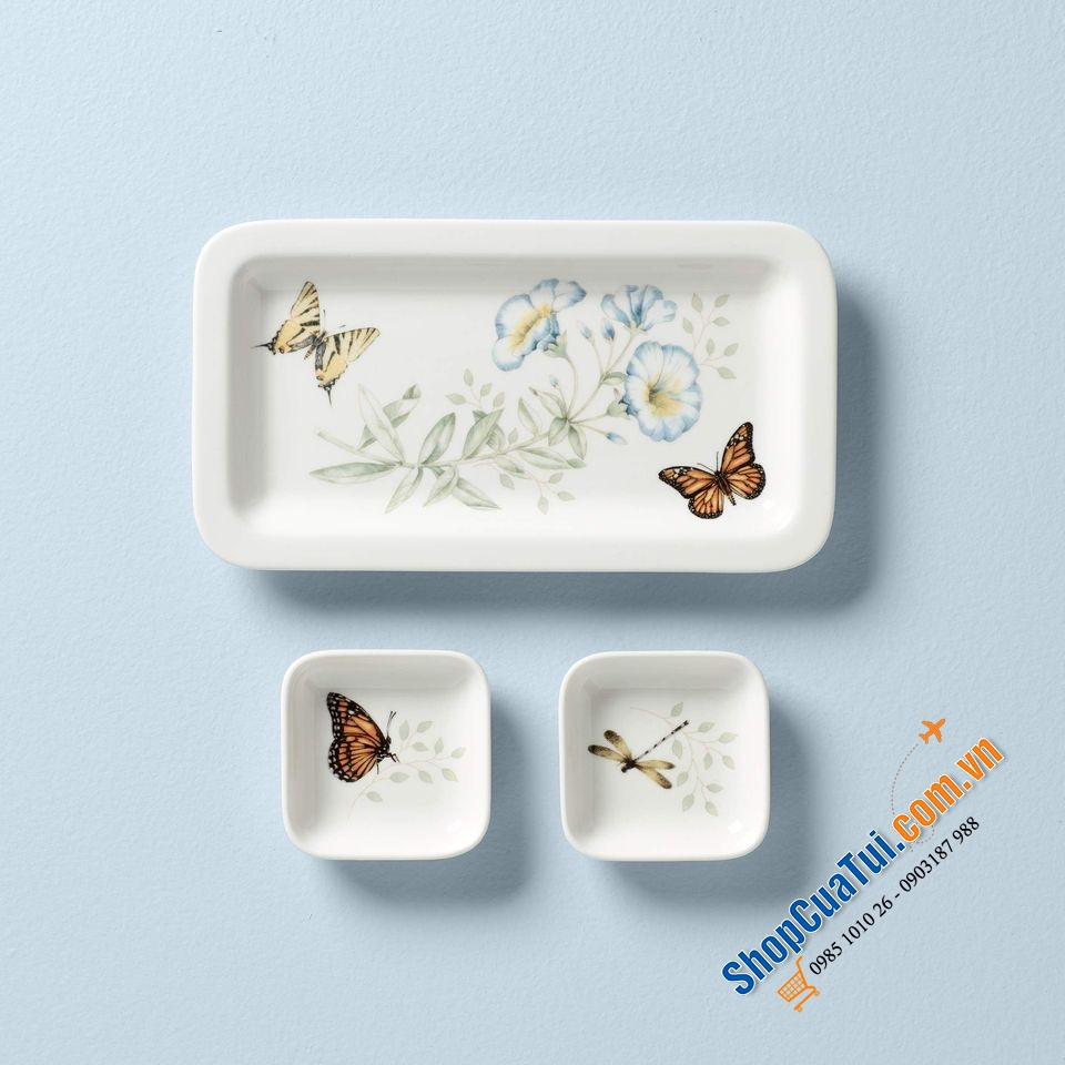 Sét đĩa Sushi 3 món Lenox Butterfly Meadow