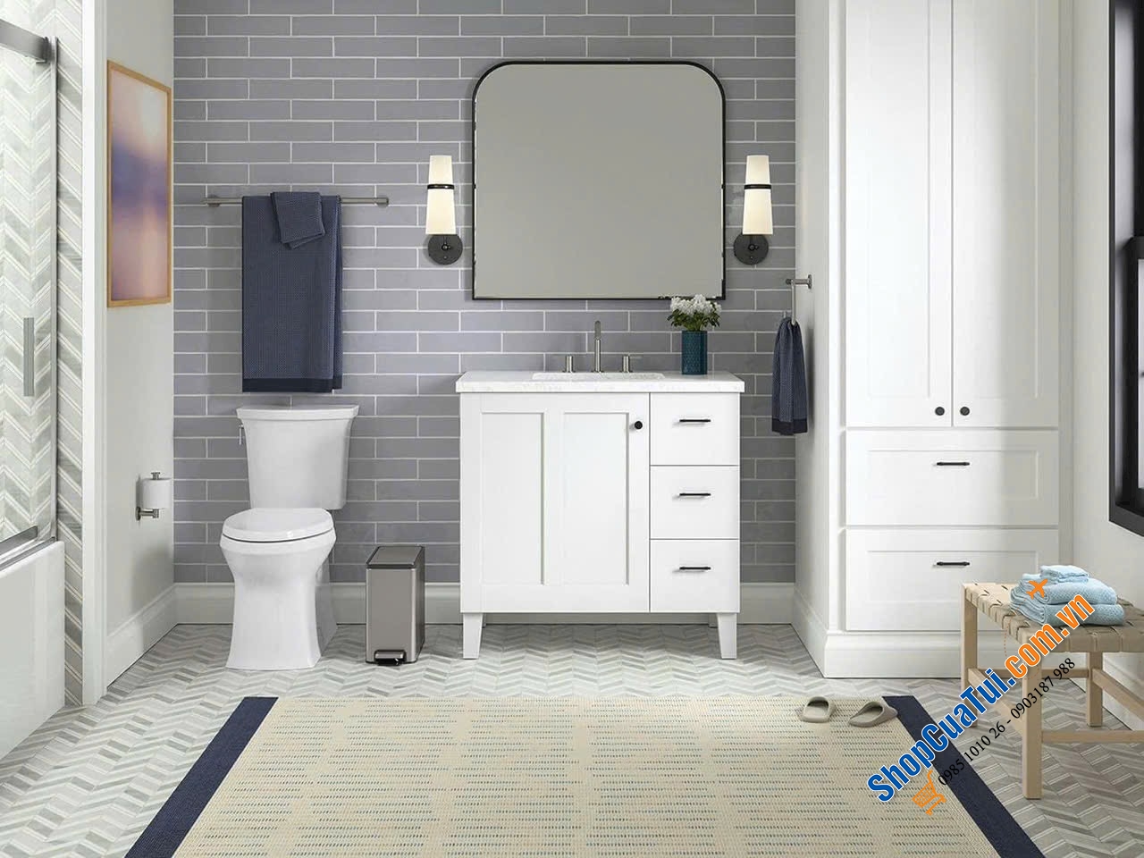 THÙNG RÁC CHỮ NHẬT 10L KOHLER SLIM đạp chân, lý tưởng cho không gian nhỏ, hẹp mà vẫn sang chảnh