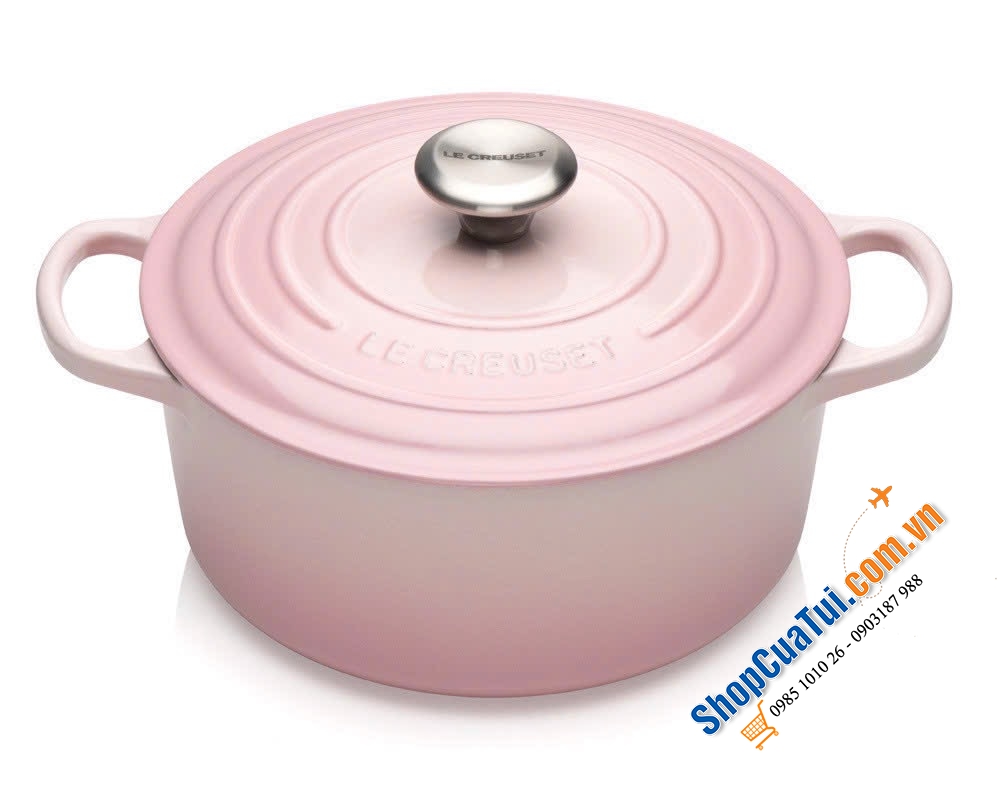 Nồi gang Le Creuset Signature 24cm màu hồng 4.2 lít
