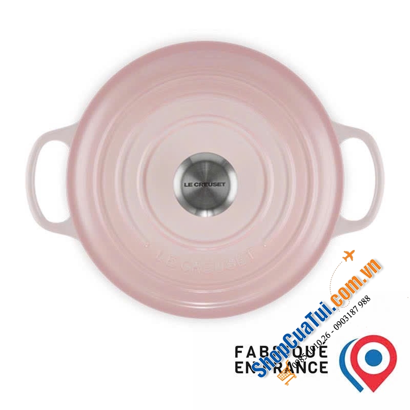 Nồi gang Le Creuset Signature 24cm màu hồng 4.2 lít