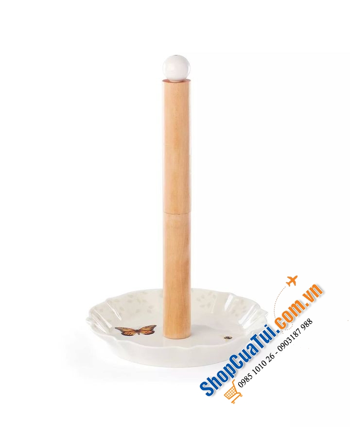 Dụng cụ để giấy nhà bếp Lenox Butterfly Meadow bằng sứ và gỗ