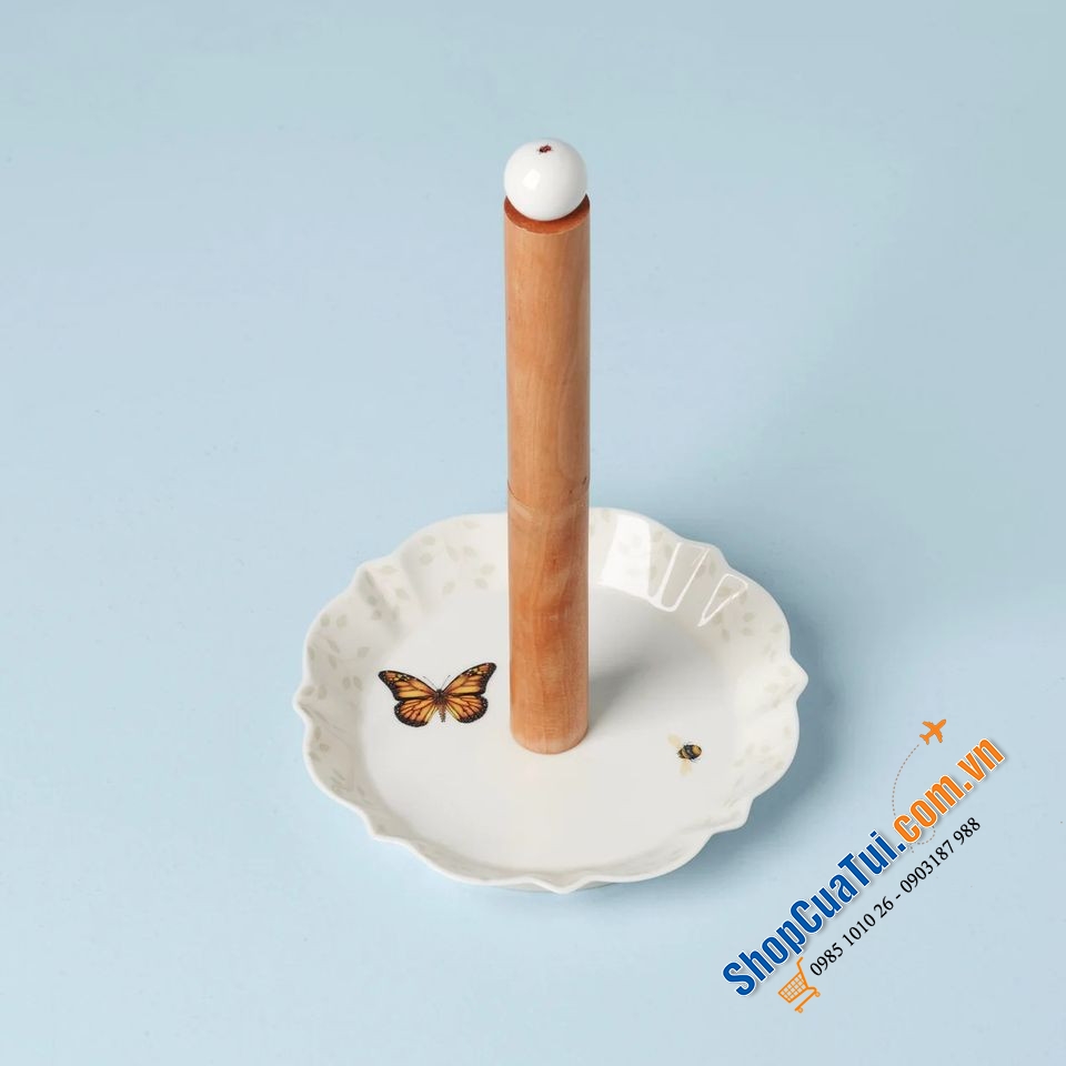 Dụng cụ để giấy nhà bếp Lenox Butterfly Meadow bằng sứ và gỗ