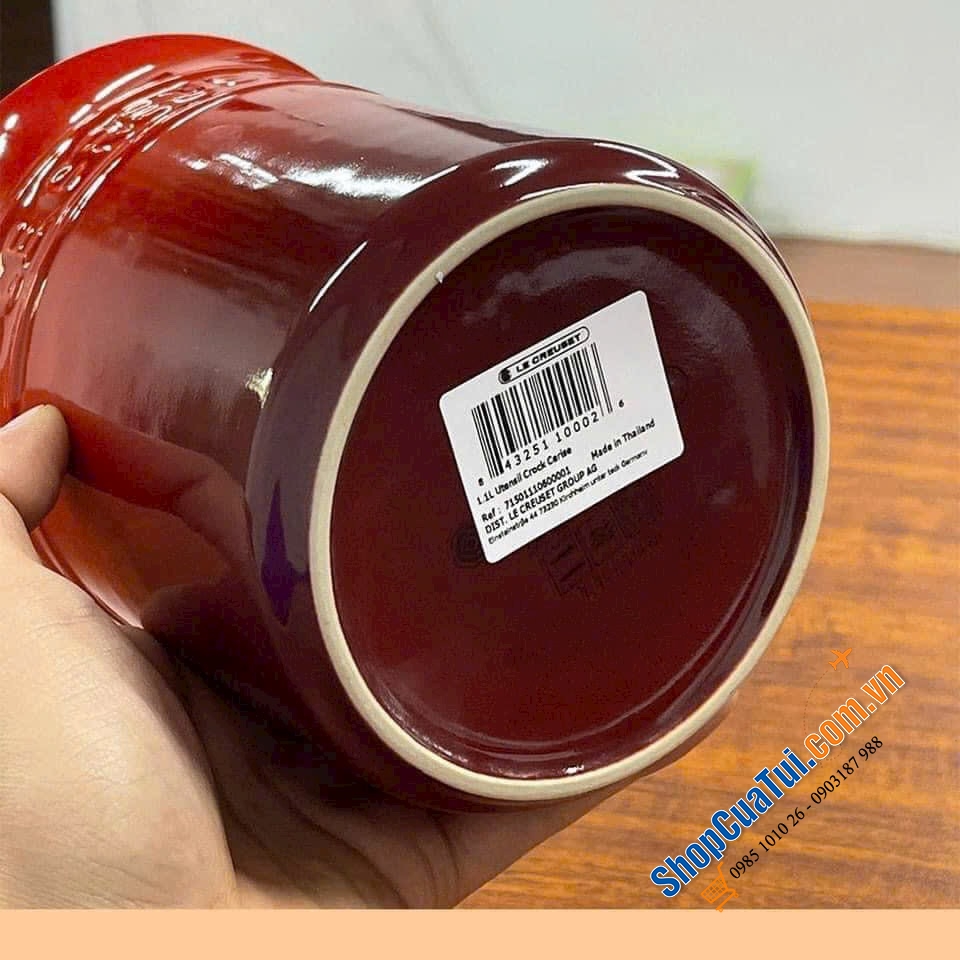 HŨ LE CREUSET - HŨ ĐỰNG DỤNG CỤ NẤU ĂN, THÌA ĐŨA, CẮM HOA... 1,1 lít Mầu đỏ