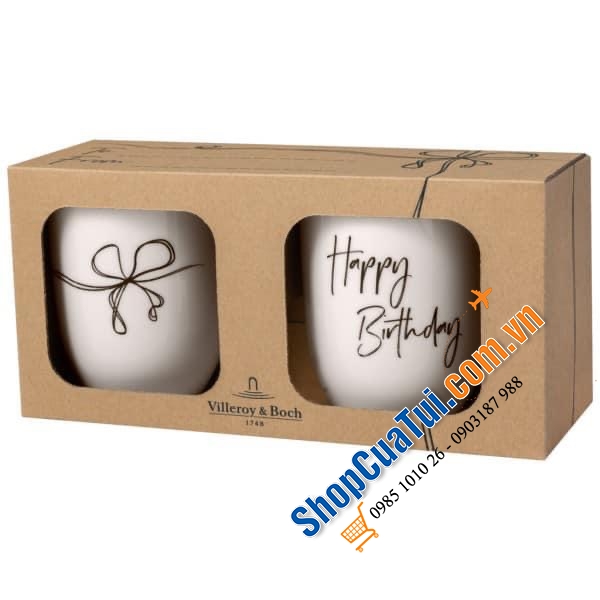 SET CỐC ĐÔI HAPPY BIRTHDAY - VILLEROY BOCH - MADE IN GERMANY.