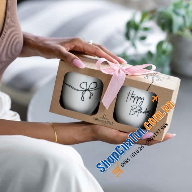 SET CỐC ĐÔI HAPPY BIRTHDAY - VILLEROY BOCH - MADE IN GERMANY.