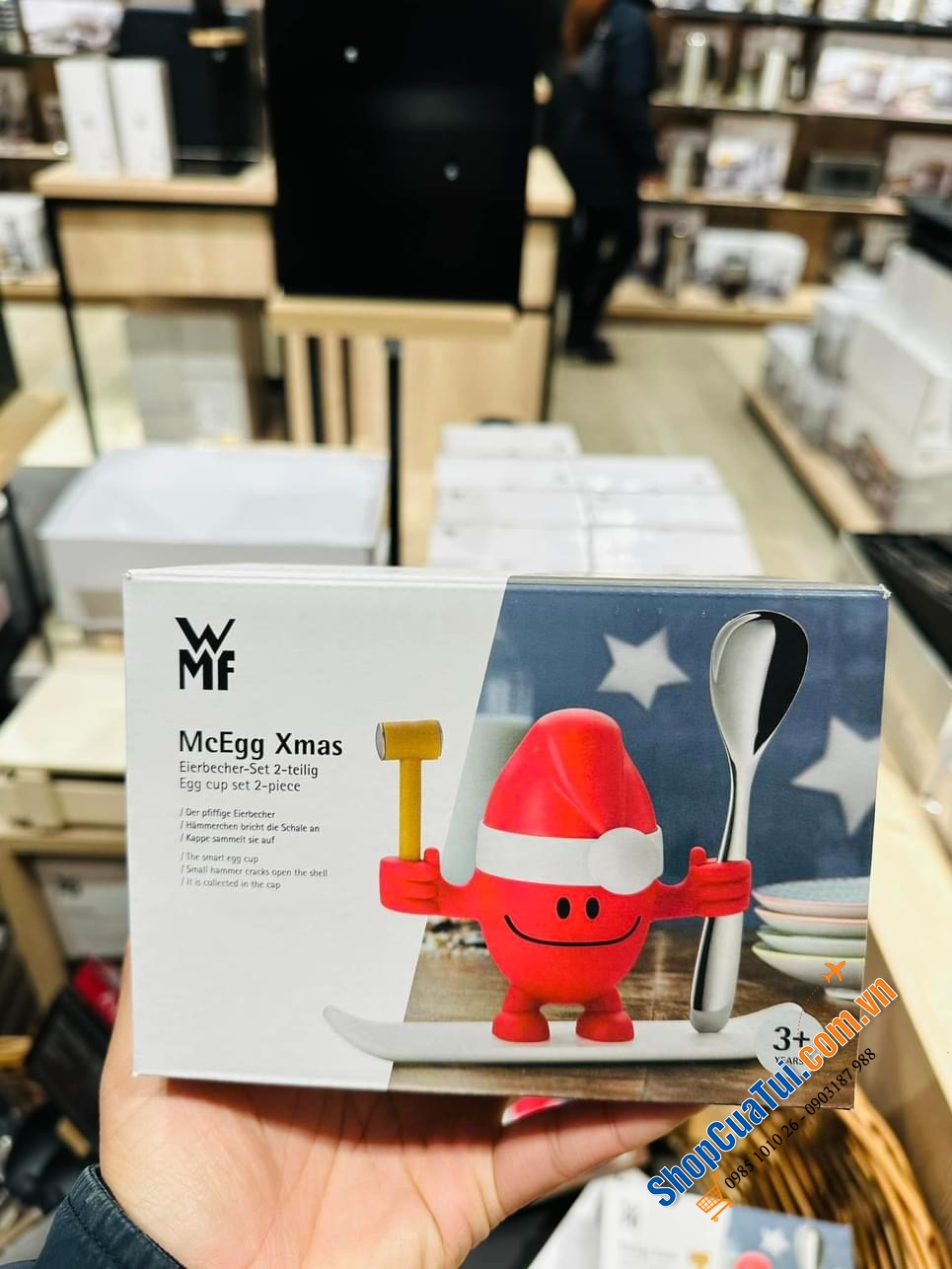 SET ĐỰNG TRỨNG LUỘC WMF KÈM BÚA ĐẬP XMAS .