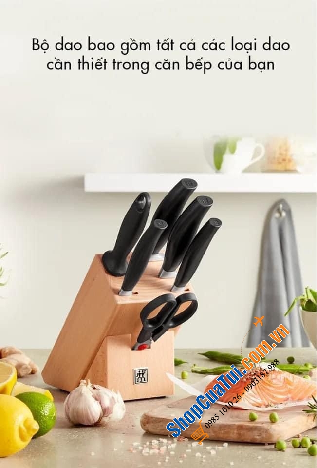 BỘ DAO ZWILLING FIVE STERN 7 món - made in Germany (dòng xịn nhất) - đỉnh của đỉnh cực kỳ xịn sò cho các chị em nội trợ.