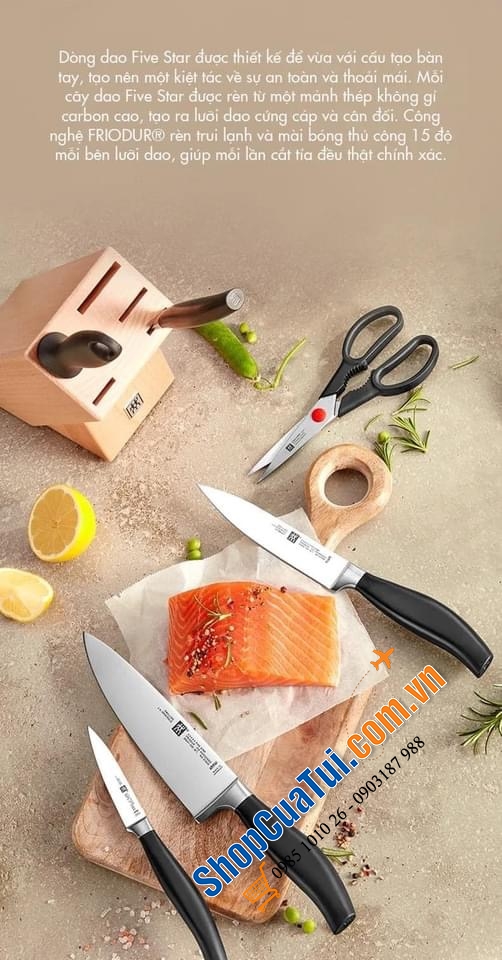BỘ DAO ZWILLING FIVE STERN 7 món - made in Germany (dòng xịn nhất) - đỉnh của đỉnh cực kỳ xịn sò cho các chị em nội trợ.