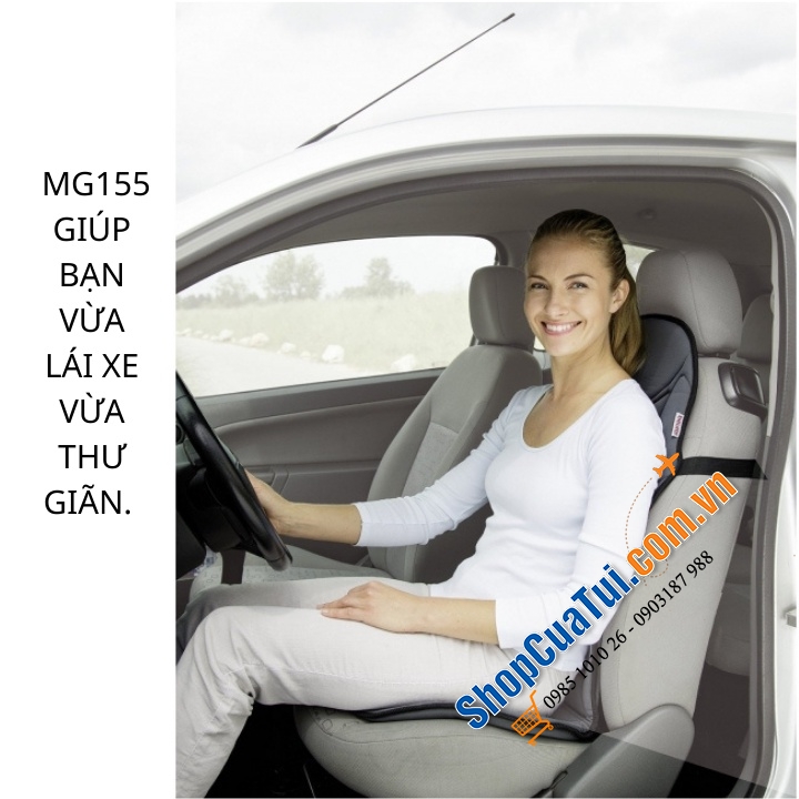 ĐỆM GHẾ MASSAGE Ô TÔ BEURER MG155 - có điều khiển bằng tay cùng bộ sạc chuyên dụng dùng được trên ô tô
