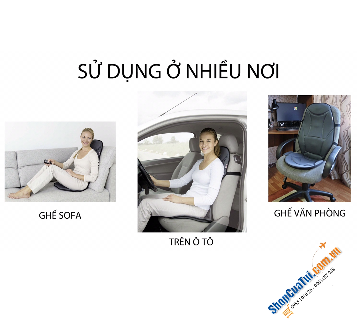 ĐỆM GHẾ MASSAGE Ô TÔ BEURER MG155 - có điều khiển bằng tay cùng bộ sạc chuyên dụng dùng được trên ô tô
