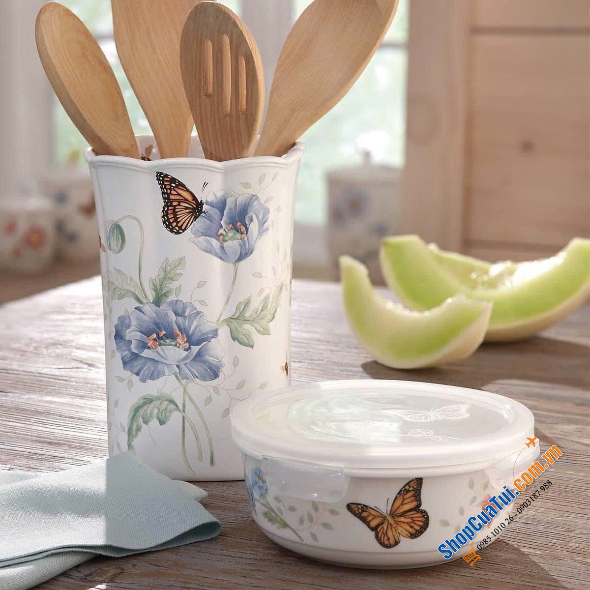 SET 3 HỘP ĐỰNG THỰC PHẨM LENOX BUTTERFLY MEADOW chữ nhật - hình tròn - hình vuông