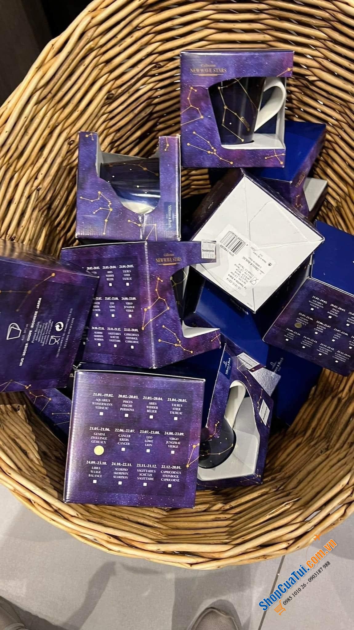 Cốc villeroy boch 12 cung hoàng đạo - MADE IN GERMANY màu xanh Sa phia huyền bí, hoàng gia.