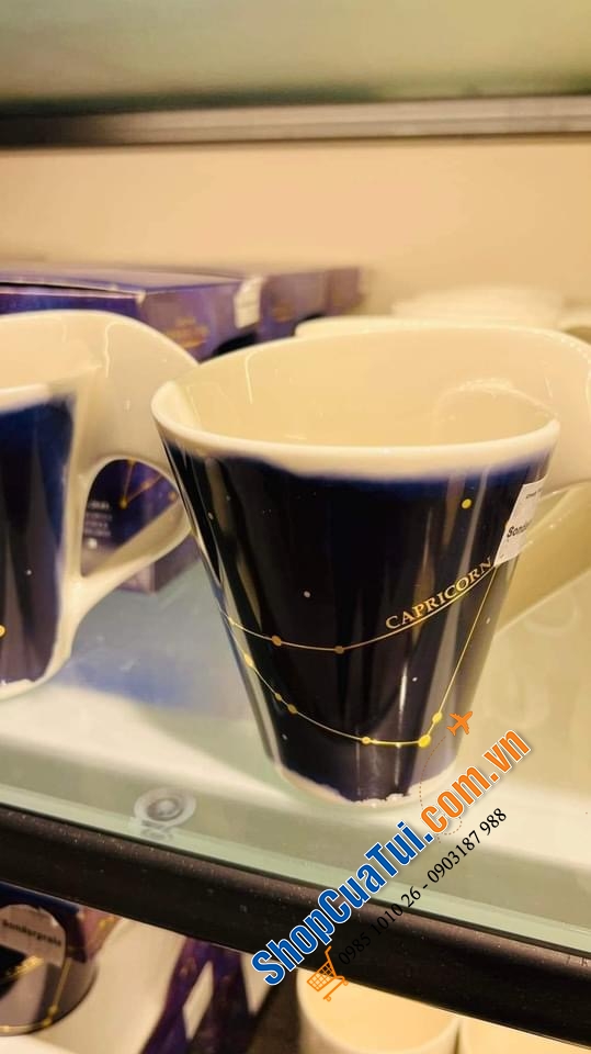 Cốc villeroy boch 12 cung hoàng đạo - MADE IN GERMANY màu xanh Sa phia huyền bí, hoàng gia.