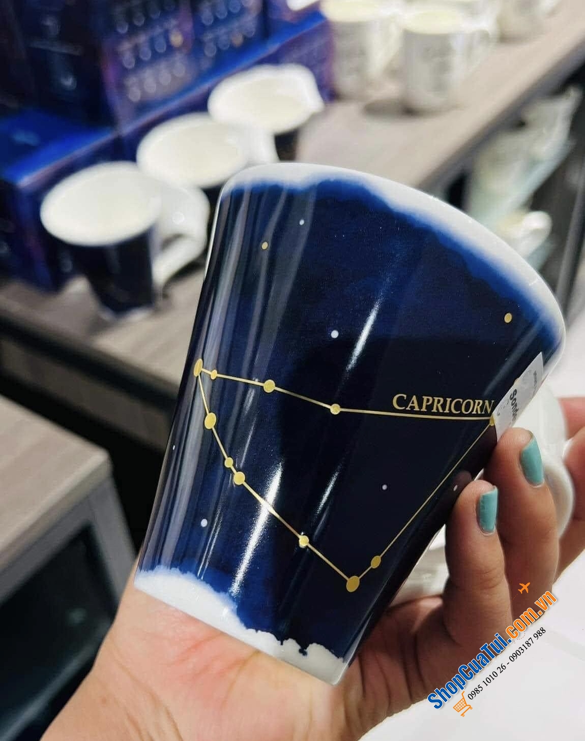 Cốc villeroy boch 12 cung hoàng đạo - MADE IN GERMANY màu xanh Sa phia huyền bí, hoàng gia.