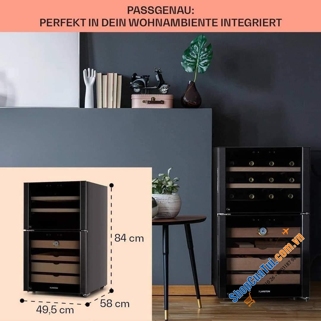Tủ bảo quản 2in1 Cigar & Rượu vang Klarstein 108L - TỦ RƯỢU VANG VÀ GIỮ ẨM CIGAR KLARSTEIN EL DORADO 108L