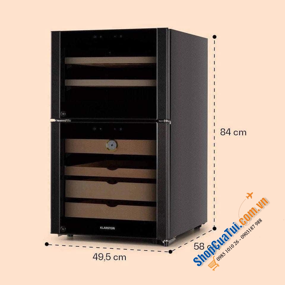 Tủ bảo quản 2in1 Cigar & Rượu vang Klarstein 108L - TỦ RƯỢU VANG VÀ GIỮ ẨM CIGAR KLARSTEIN EL DORADO 108L