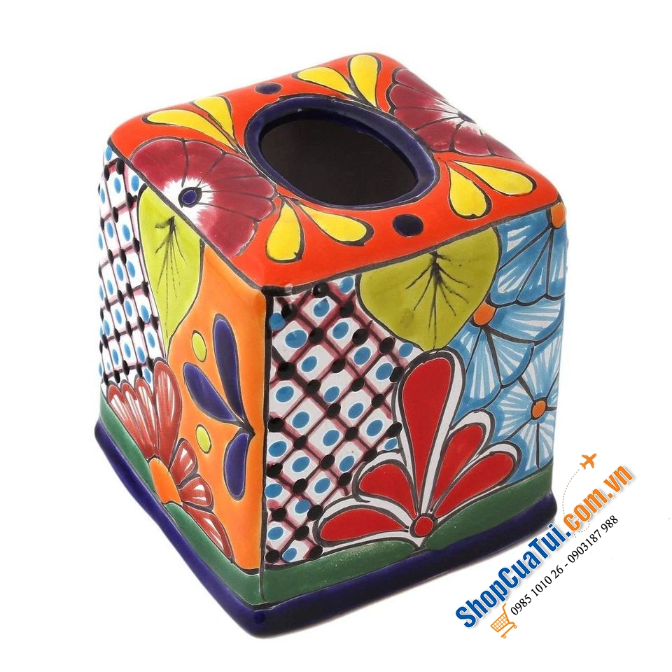 Hộp đựng giấy ăn Handmade Talavera - Made in Mexico