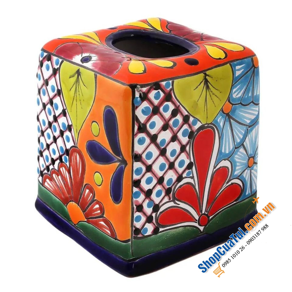 Hộp đựng giấy ăn Handmade Talavera - Made in Mexico