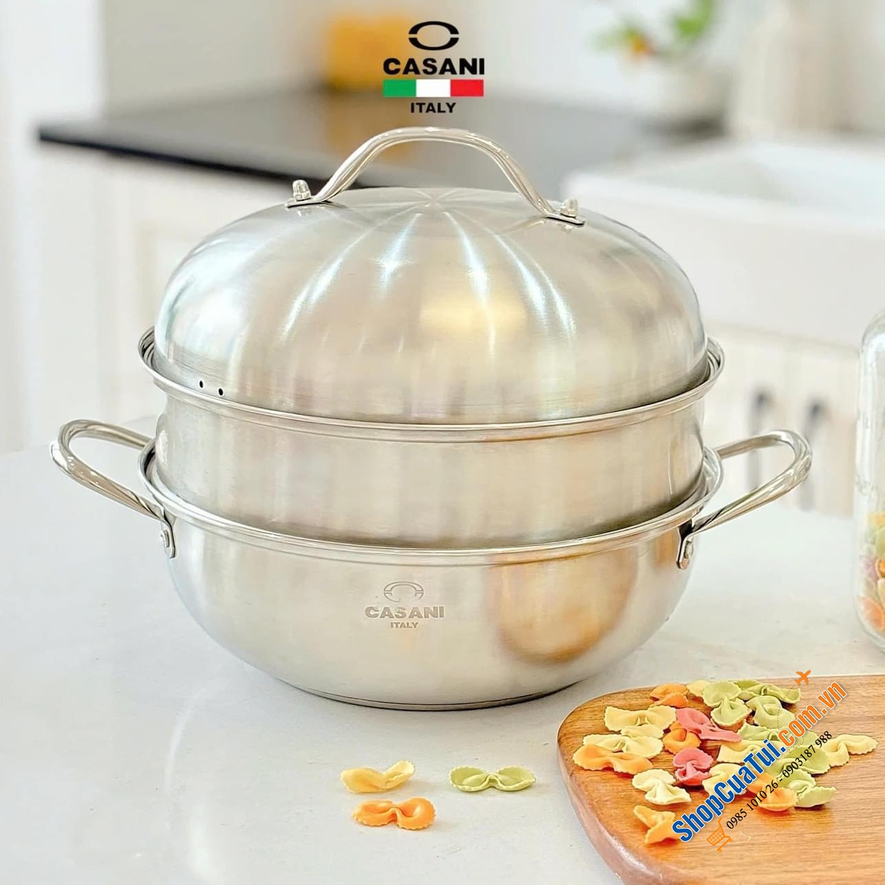 Hấp cả thế giới với XỬNG HẤP 2 TẦNG CASANI 28cm - thương hiệu của Italia