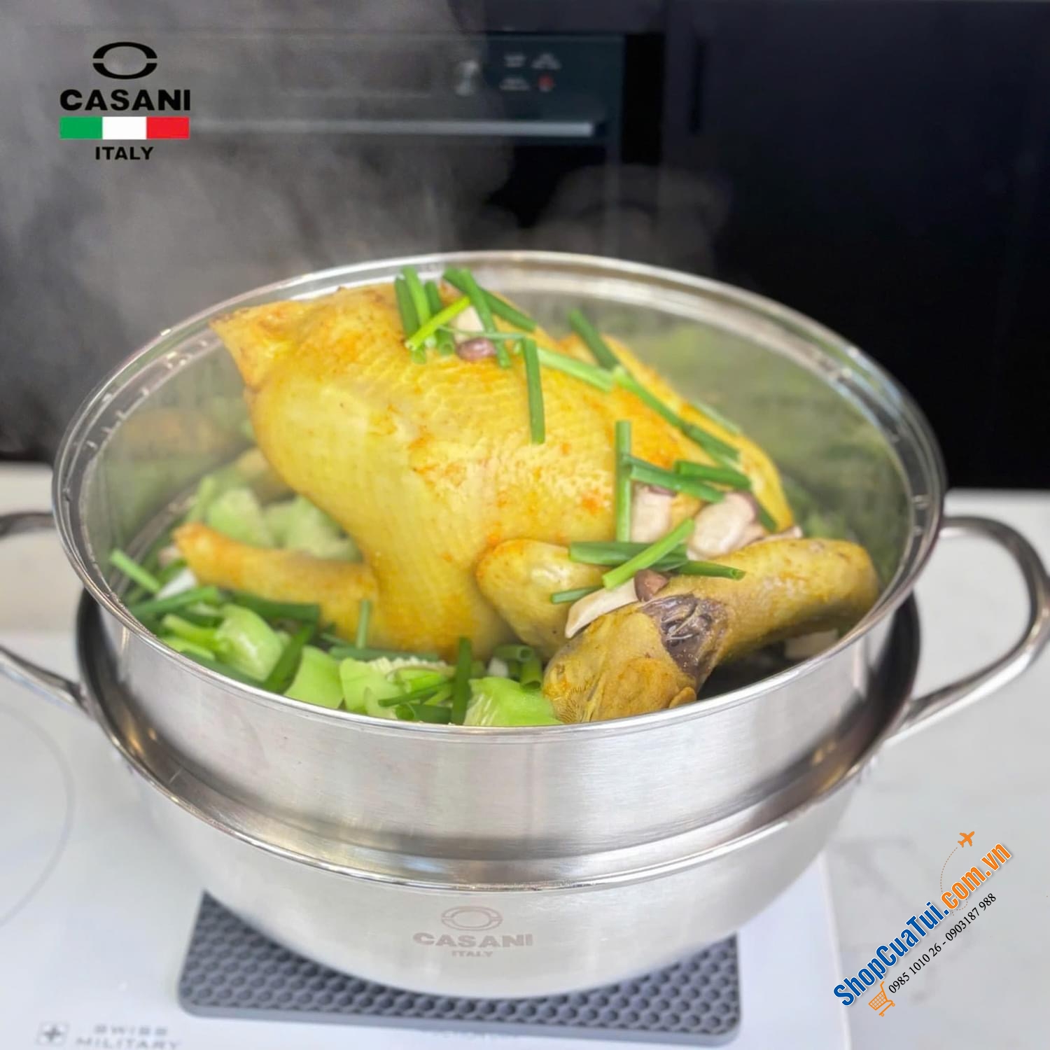 Hấp cả thế giới với XỬNG HẤP 2 TẦNG CASANI 28cm - thương hiệu của Italia