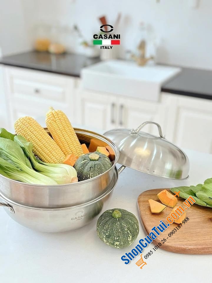 Hấp cả thế giới với XỬNG HẤP 2 TẦNG CASANI 28cm - thương hiệu của Italia