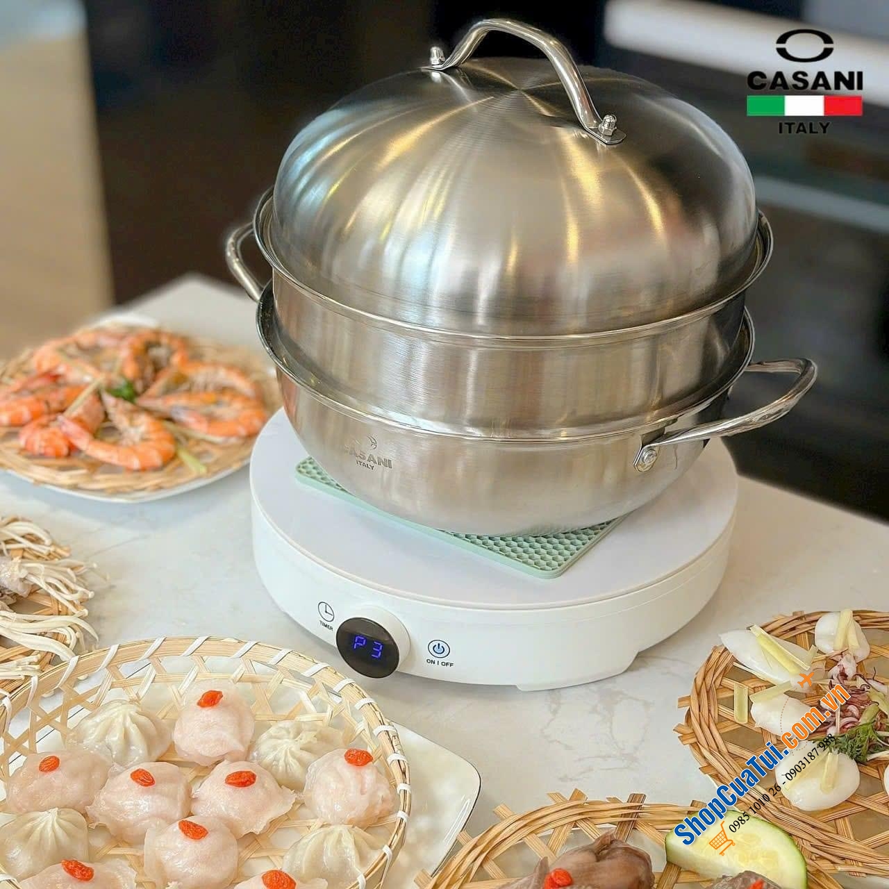 Hấp cả thế giới với XỬNG HẤP 2 TẦNG CASANI 28cm - thương hiệu của Italia