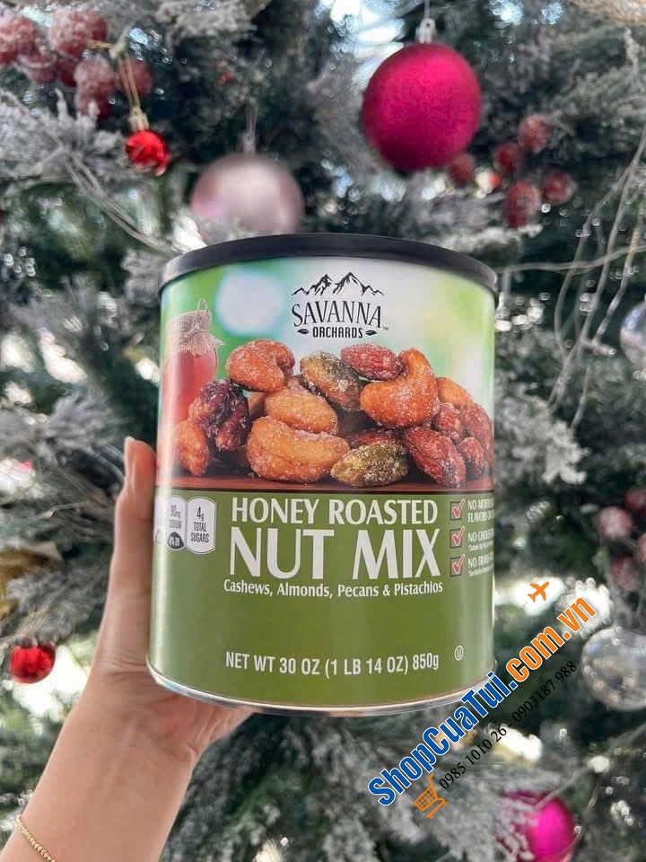 HẠT KHÔ HỖN HỢP TẨM MẬT ONG SAVANNA GOURMET HONEY ROASTED NUT MIX 850g