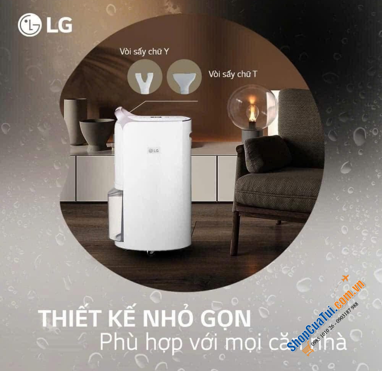 Máy hút ẩm LG Dual Inverter MD19GQGE0 công suất hút ẩm 19L/ngày, dùng hiệu quả cho phòng có diện tích đến 50m2