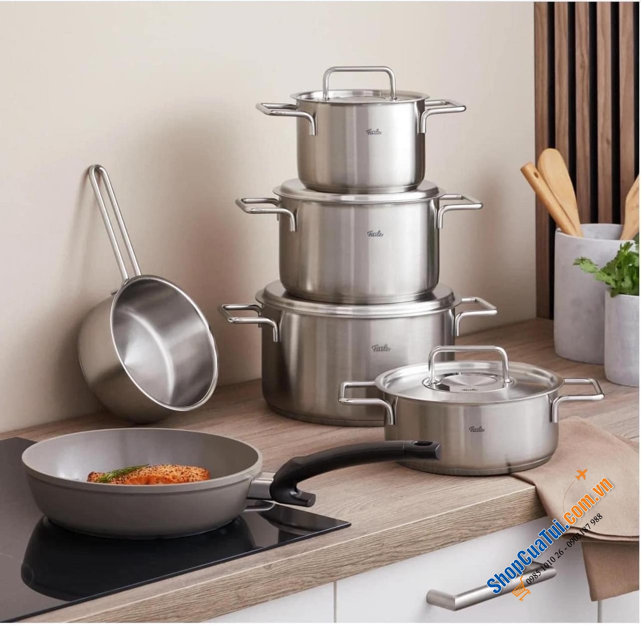 BỘ NỒI FISSLER PURE COLLECTION 6 MÓN KÈM 1 CHẢO CHỐNG DÍNH 24 CM - Model 2023 - Made in Germany.