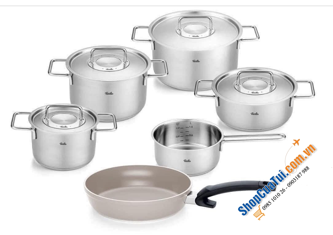 BỘ NỒI FISSLER PURE COLLECTION 6 MÓN KÈM 1 CHẢO CHỐNG DÍNH 24 CM - Model 2023 - Made in Germany.