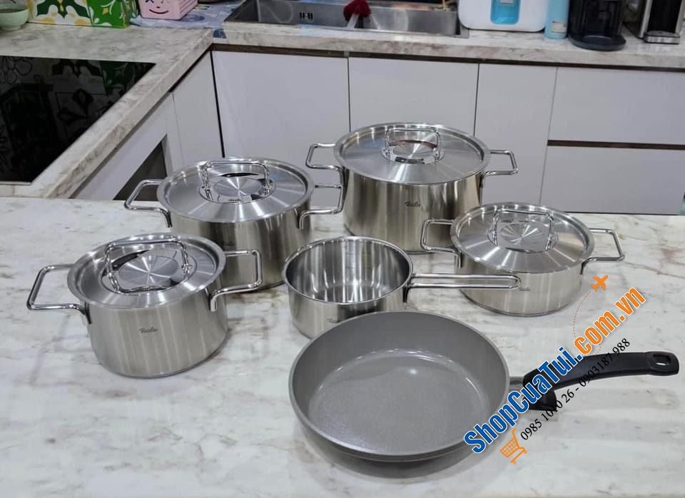 BỘ NỒI FISSLER PURE COLLECTION 6 MÓN KÈM 1 CHẢO CHỐNG DÍNH 24 CM - Model 2023 - Made in Germany.