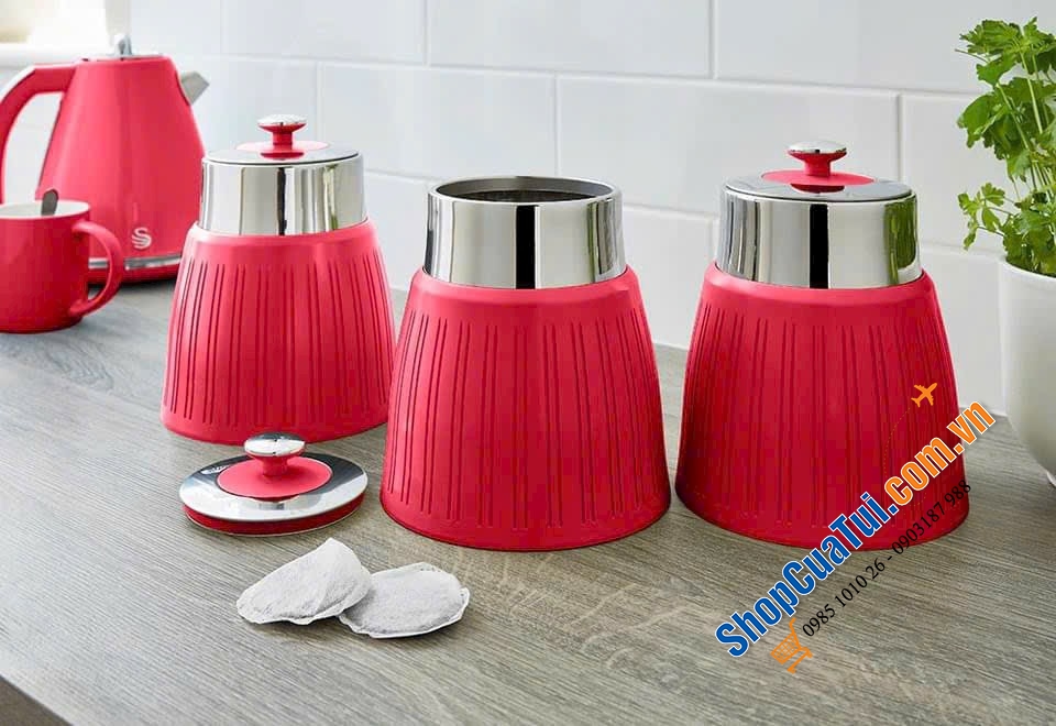 SET HỘP SWAN TRÒN CÓ GIOĂNG KÍN KHÍ giữ cho trà, cà phê và đường của bạn luôn tươi mới với bộ ba hộp Swan Retro