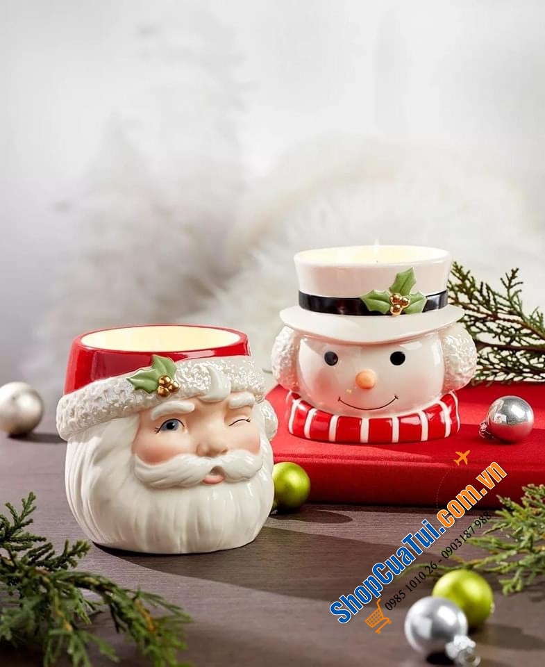 CHÂN NẾN LENOX Holiday hình ông già Noel bằng sứ cao cấp