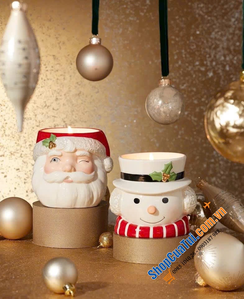 CHÂN NẾN LENOX Holiday hình ông già Noel bằng sứ cao cấp