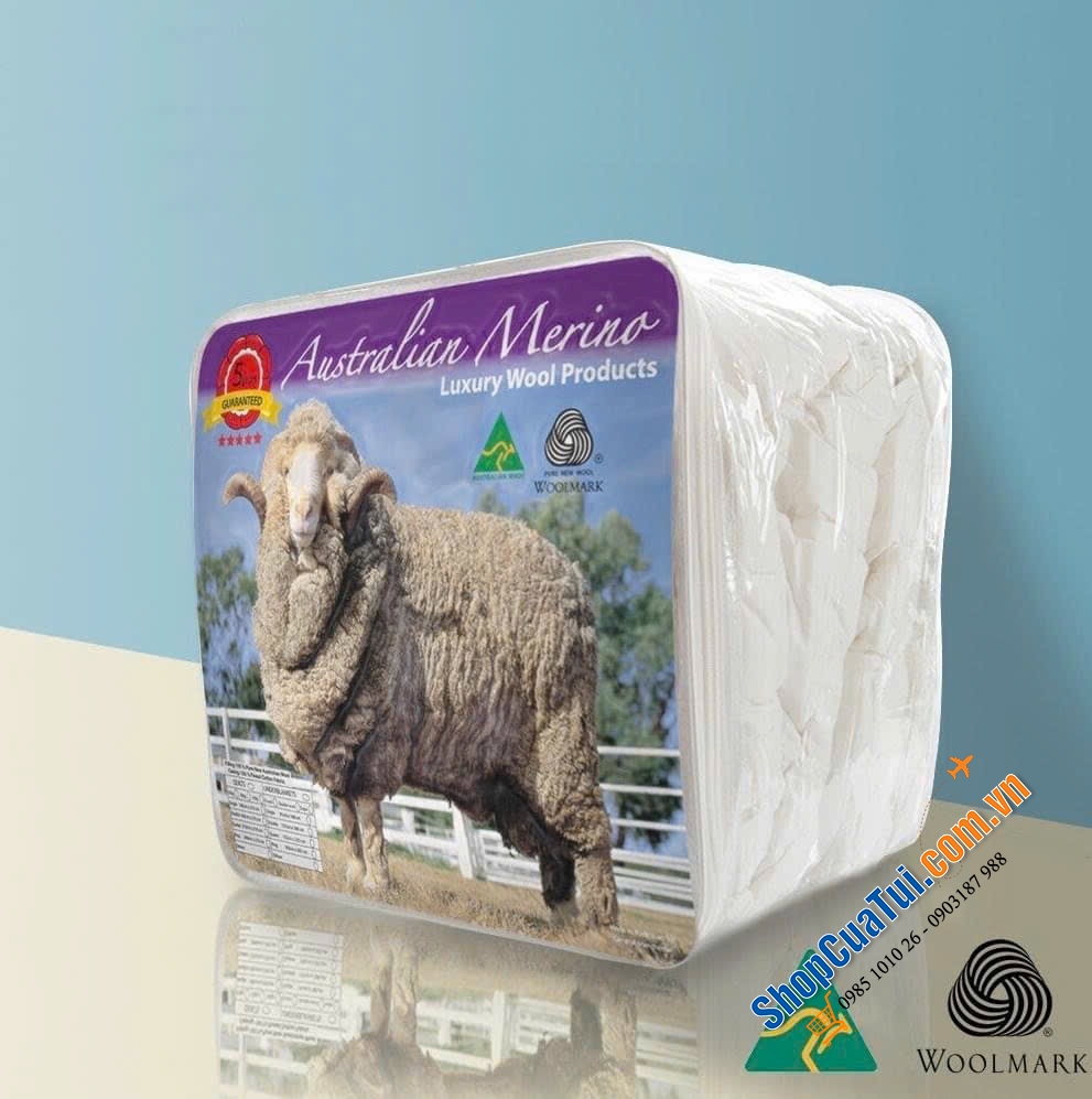 Chăn lông cừu tự nhiên Autralian Merino dòng Luxury 500GSM với 100% len lông cừu tự nhiên - Made in Australia - Size King: 210 x 240 cm