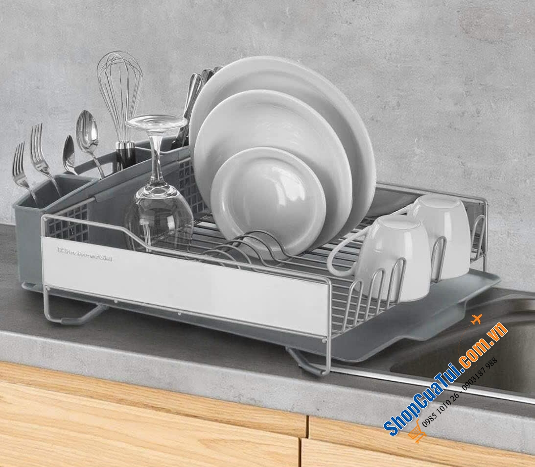 GIÁ ÚP BÁT INOX KITCHENAID full size 50cmL x 38cmW x 17,8cmH - kệ bát úp được các loại đồ ăn như đĩa, bát, cốc cũng như nồi và chảo cỡ lớn