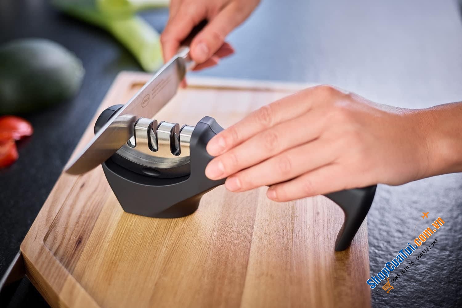 Dụng cụ mài dao 3 rãnh Rosle 15045 - mài sắc các dao kể cả các dao cùn, hoen rỉ