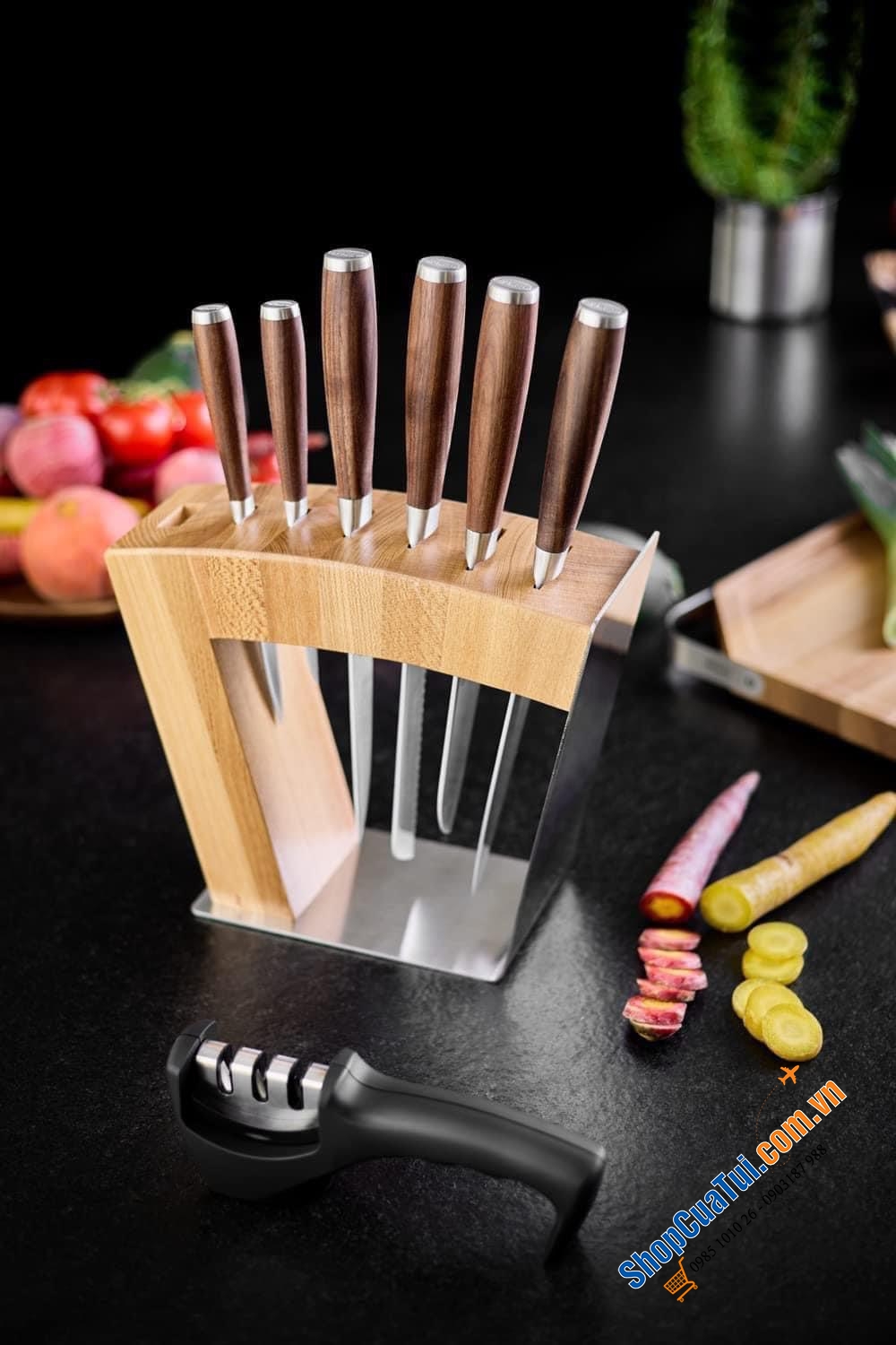 Dụng cụ mài dao 3 rãnh Rosle 15045 - mài sắc các dao kể cả các dao cùn, hoen rỉ