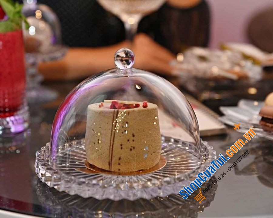 Đĩa pha lê Rogaska size 18cm đựng bánh trái, đồ nguội đều đẹp - CÓ NẮP ĐẬY