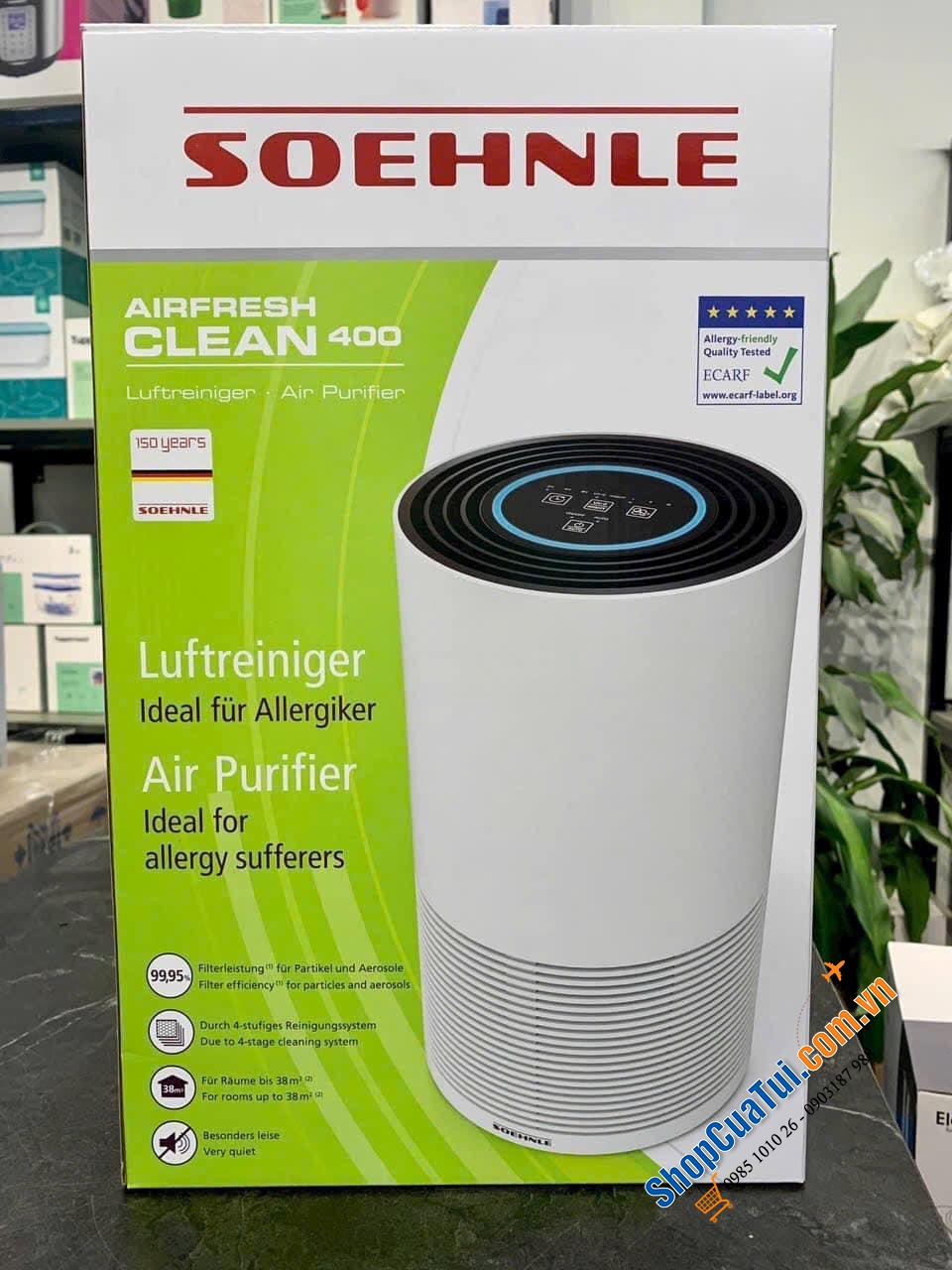 Máy lọc không khí SOEHNLE AirFresh Clean 400 - nội địa Đức của hãng SOEHNLE (hãng lâu đời có lịch sử 150 năm) dành cho phòng lên tới 38m2