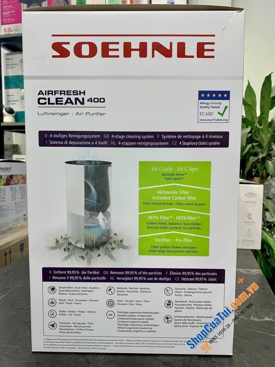 Máy lọc không khí SOEHNLE AirFresh Clean 400 - nội địa Đức của hãng SOEHNLE (hãng lâu đời có lịch sử 150 năm) dành cho phòng lên tới 38m2