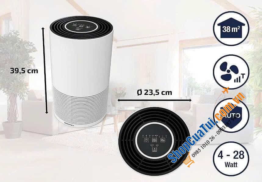 Máy lọc không khí SOEHNLE AirFresh Clean 400 - nội địa Đức của hãng SOEHNLE (hãng lâu đời có lịch sử 150 năm) dành cho phòng lên tới 38m2
