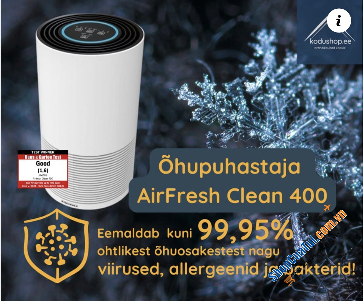 Máy lọc không khí SOEHNLE AirFresh Clean 400 - nội địa Đức của hãng SOEHNLE (hãng lâu đời có lịch sử 150 năm) dành cho phòng lên tới 38m2