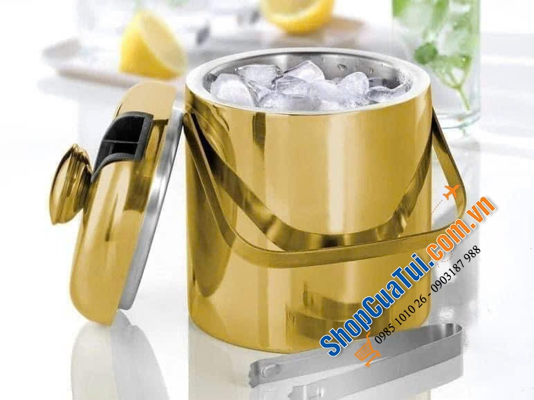 XÔ ĐỰNG ĐÁ CÁCH NHIỆT BẰNG THÉP KHÔNG GỈ 1,3L - xô đá cần thiết trên bàn tiệc, liên hoan tại nhà, nhà hàng, khách sạn cao cấp