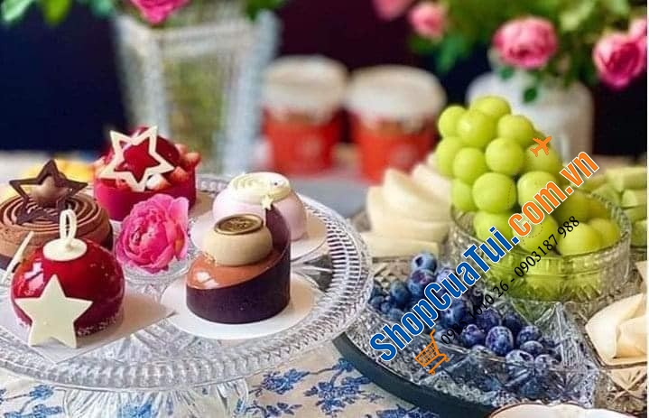 Chân bồng pha lê Dublin size 30cm để bánh ngọt, hoa quả tiện mà đẹp, lễ tết tiệc tùng thì sang hết nấc