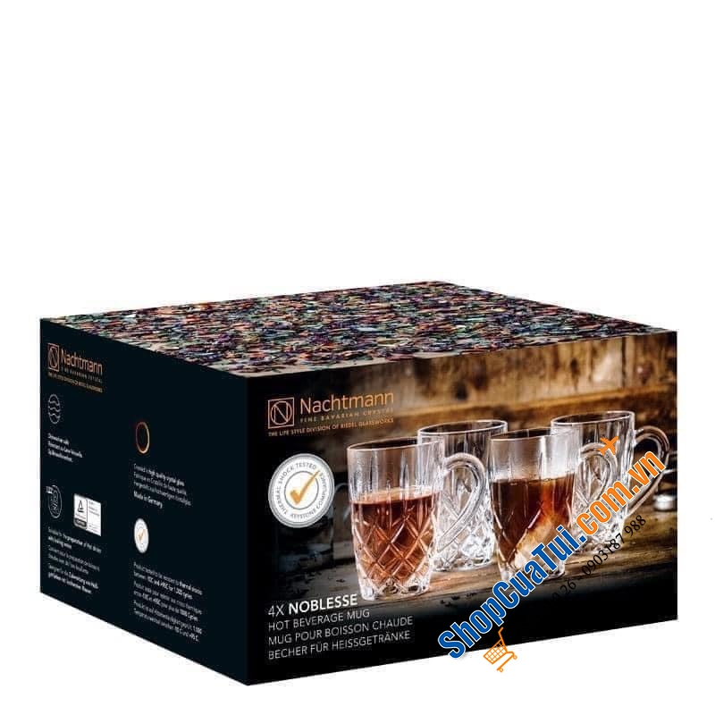 Set 4 cốc uống bia, uống nước, uống trà Nachtmann Noblesse 375ml - pha lê