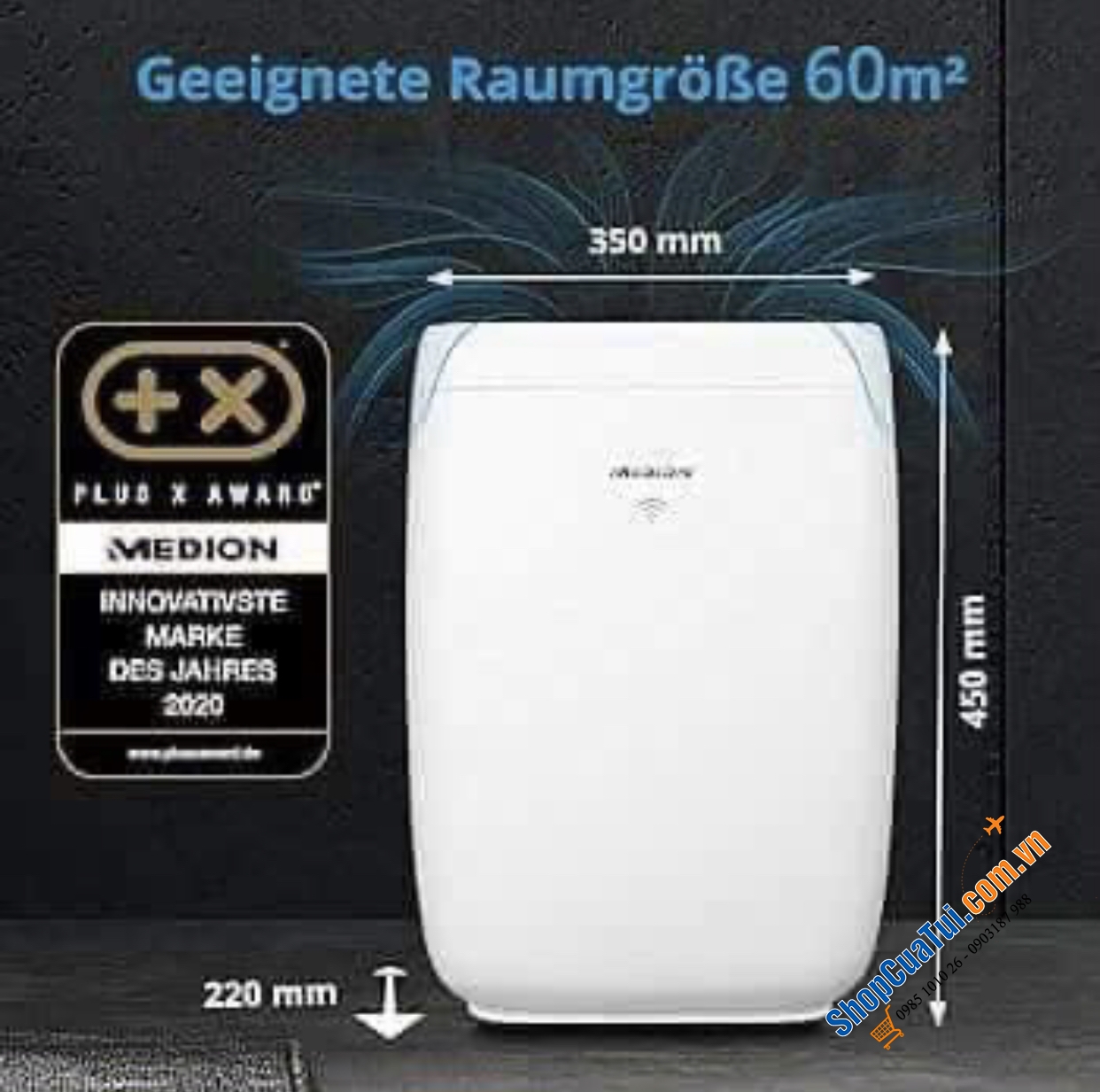 Máy Lọc Không Khí MEDION MD 10444 - Lọc sạch 99,97% các ô nhiễm có trong không khí cho phòng lên đến 60m2