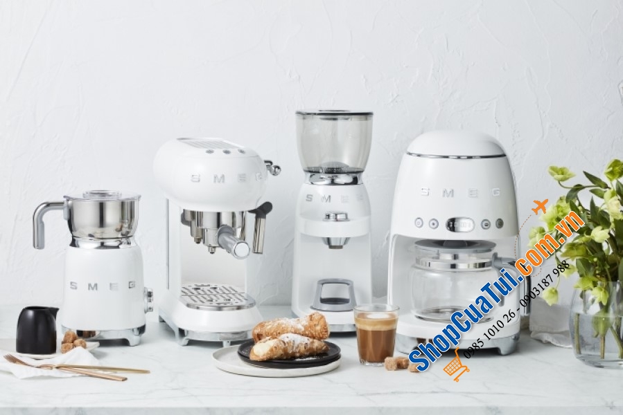 Máy pha cà phê phin SMEG DCF02WHEU màu trắng (máy pha cà phê trứng)