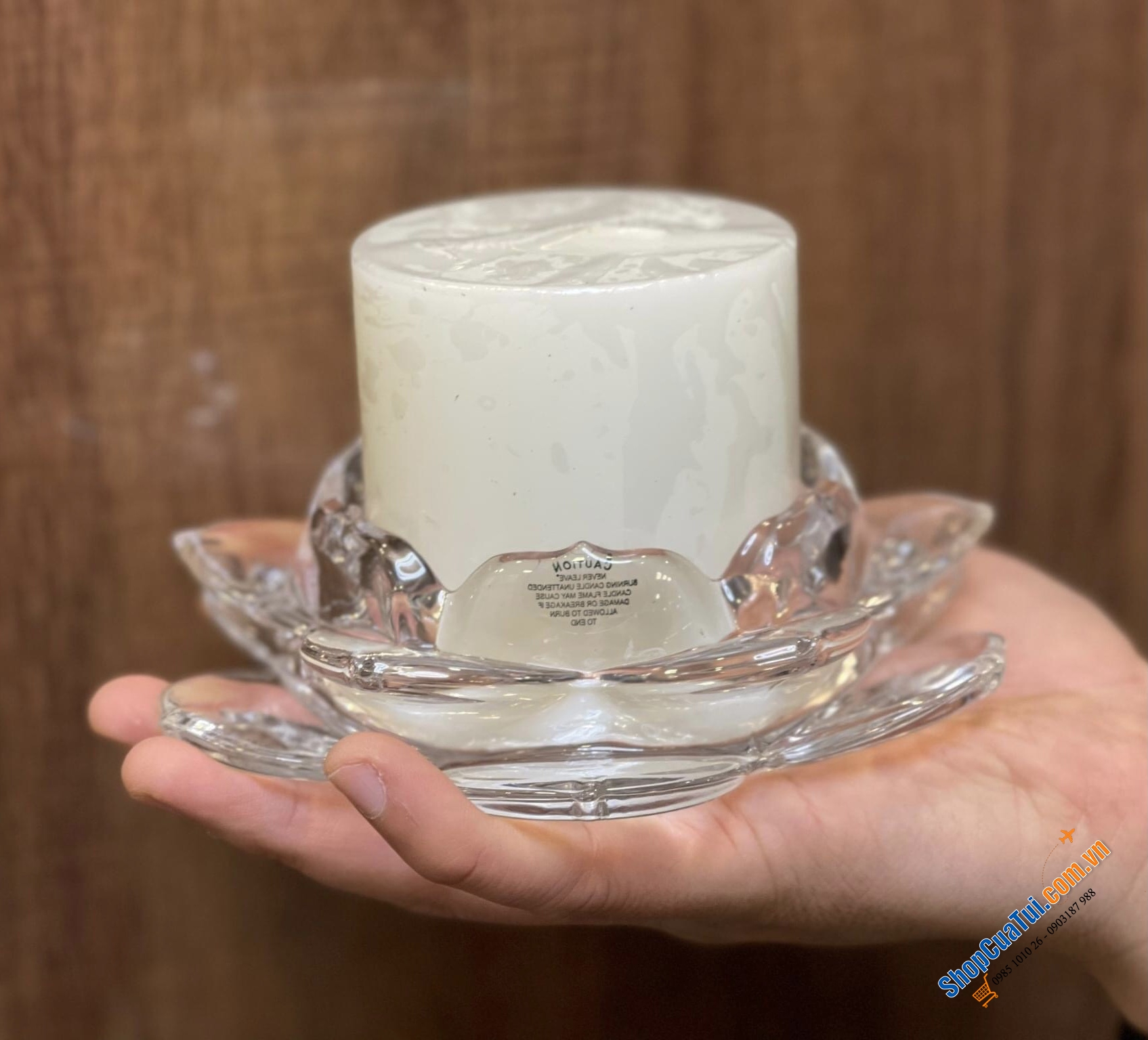 Chân nến hoa sen Goldinger size to 19cm đường kính